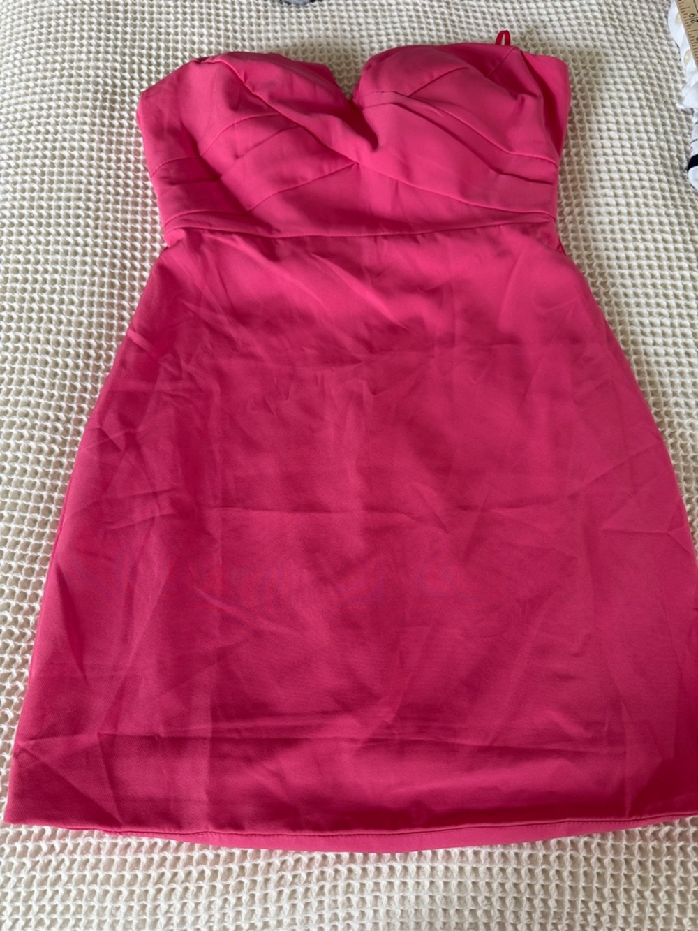 DO+BE Strapless Sweetheart Mini Dress in Hot Pink